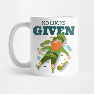 No Lucks Given Leprechaun St Patricks Day Design Green Pot of Gold Leprechaun Gift St Patties Day Celebration Shirt Best Shirt for Saint Patricks Day Beer Lover Mug